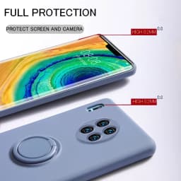Metal Ring Holder Liquid Silicone Case For Huawei P40 P30 P20 Mate 20 30 Pro Lite Kickstand Nova 5T 6 7 SE Pro Honor 20S Cover