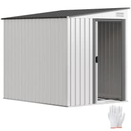 7 X 5ft Lean to Metal Garden Shed with Foundation Sliding Doors 2 Vents White