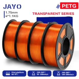 JAYO 4.4KG 3D PETG/PETG Transparent Filament 1.75mm Filament For Bambu FDM 3D Printer PETG Neatly Wound 3D Printing Material