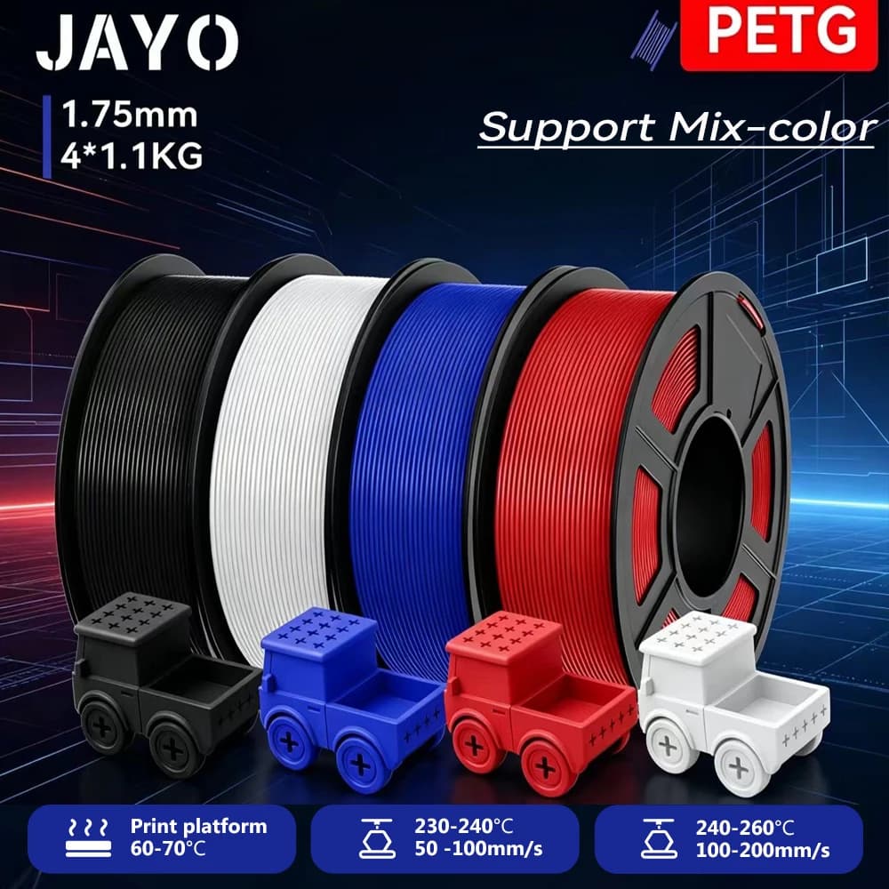 JAYO 4.4KG 3D PETG/PETG Transparent Filament 1.75mm Filament For Bambu FDM 3D Printer PETG Neatly Wound 3D Printing Material