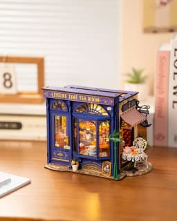 Rolife DIY Miniature Dollhouse Kit Leisure Time Tea RoomCrafts Hobbies Amazing Gift for Women Children DG171