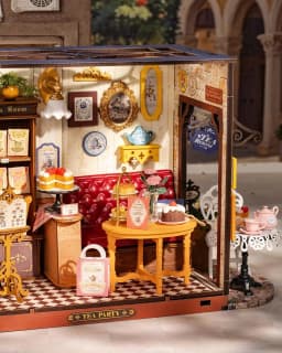 Rolife DIY Miniature Dollhouse Kit Leisure Time Tea RoomCrafts Hobbies Amazing Gift for Women Children DG171