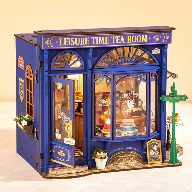 Rolife DIY Miniature Dollhouse Kit Leisure Time Tea RoomCrafts Hobbies Amazing Gift for Women Children DG171