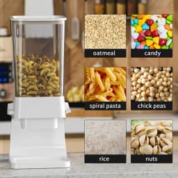 【Lifeideas】White Cereal Nuts Storage Container Dispenser for Kitchen