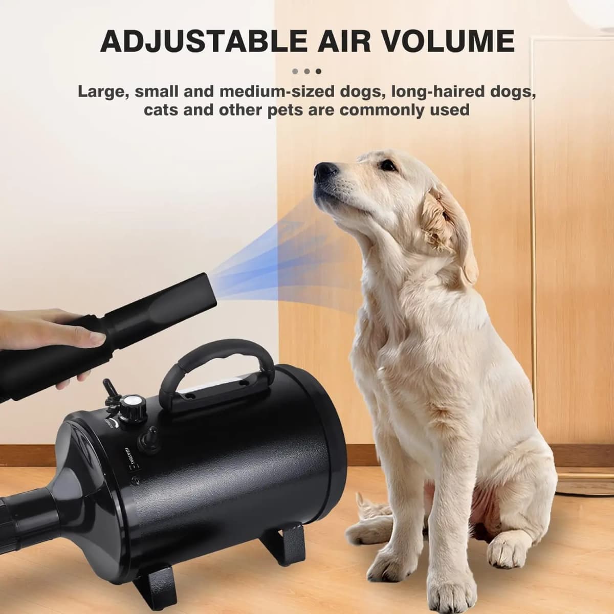 BRIEFNESS Pet Dryer with Heated Dog Grooming Blower with 3 Nozzles Small/Medium/Large Dog Pet Blower Black