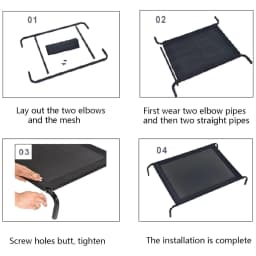 BRIEFNESS Elevated Dog Bed Pet Sofa Bed 3 Sizes Available Outdoor Pet Bed Dog & Cat Camping Bed Black