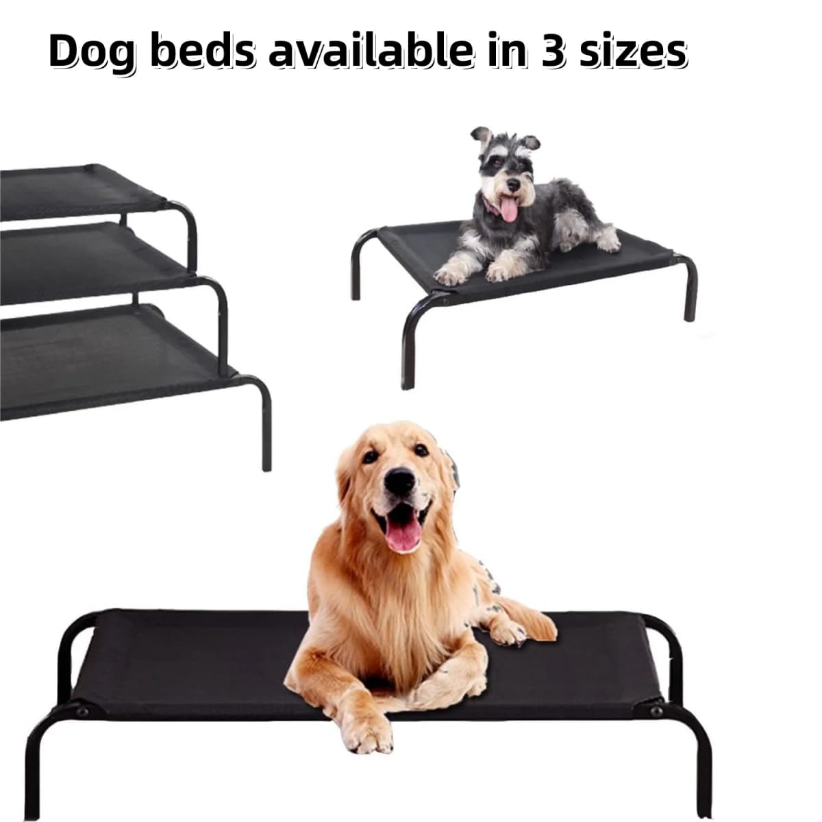 BRIEFNESS Elevated Dog Bed Pet Sofa Bed 3 Sizes Available Outdoor Pet Bed Dog & Cat Camping Bed Black