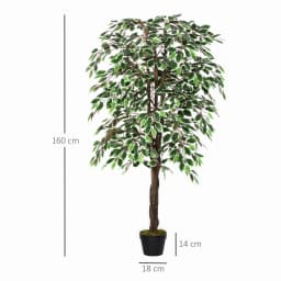 Outsunny 160cm/5.2FT Artificial Ficus Tree Fake Plant in Pot Indoor Outdoor