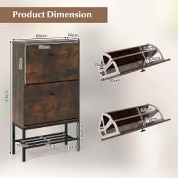 GOFLAME Industrial Shoe Storage Cabinet Freestanding Shoe Organizer with 2 Flip Drawers
