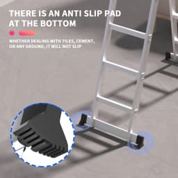Huini Multi-Purpose 4.7m/15.4ft Folding Ladder Aluminium Extension with Safety Platform, 16 Steps Heavy Duty 14 IN 1 Combination