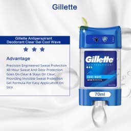 Gillette Clear Gel Cool Wave Anti-perspirant Deodorant 70ml*3 packs/6packs, Sweat & Odour protection, Cool wave