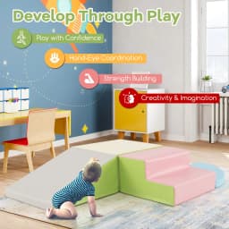 DORTALA Baby Climb & Crawl Foam Block Play Set 4-Piece Kids Soft Toy Set-Pink
