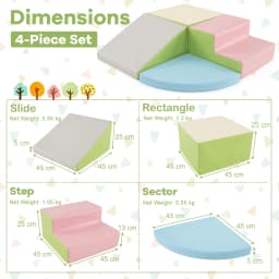 DORTALA Baby Climb & Crawl Foam Block Play Set 4-Piece Kids Soft Toy Set-Pink