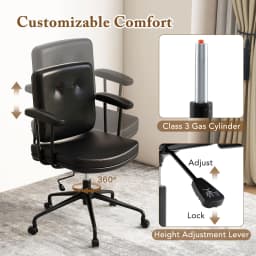 GOFLAME Home Office Chair Small Desk Chair Adjustable Computer Chair-Coffee