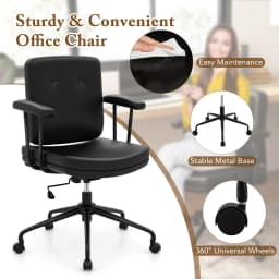 GOFLAME Home Office Chair Small Desk Chair Adjustable Computer Chair-Coffee