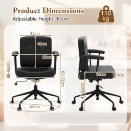 GOFLAME Home Office Chair Small Desk Chair Adjustable Computer Chair-Coffee