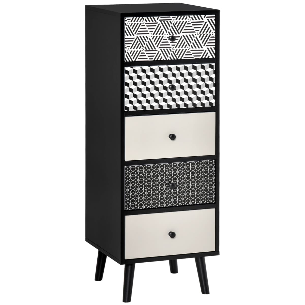 HOMCOM Chest of Drawers, 5 Drawer Storage Organiser Unit Bedroom, Black
