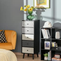HOMCOM Chest of Drawers, 5 Drawer Storage Organiser Unit Bedroom, Black