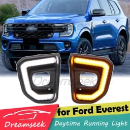 LED DRL Daytime Running Light For Ford Everest U704 2022 2023+ Front White Driving Fog Lamp Cover W/ Yellow Dynamic Turn Signal