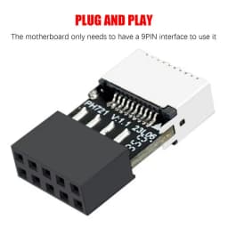 USB 2.0 9-Pin Male to Type E Female Front Panel Socket to 9Pin Mainboard Header Extension Adapter Connector for Desktop PC PH721