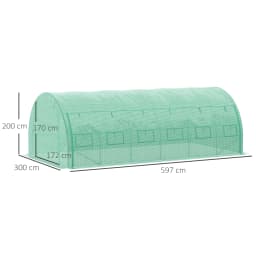 6 X 3 X 2 m Polytunnel Greenhouse Pollytunnel Tent W/ Steel Frame Green