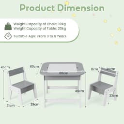 GOFLAME Kids Art Table & Chairs Set Toddler Activity Wooden Play Table Set With Storage