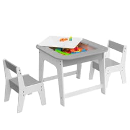 GOFLAME Kids Art Table & Chairs Set Toddler Activity Wooden Play Table Set With Storage
