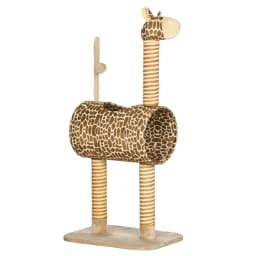 PawHut Cat Tree Cute Giraffe Kitten Play Tower w/ Scratching Posts, Tunnel, Ball
