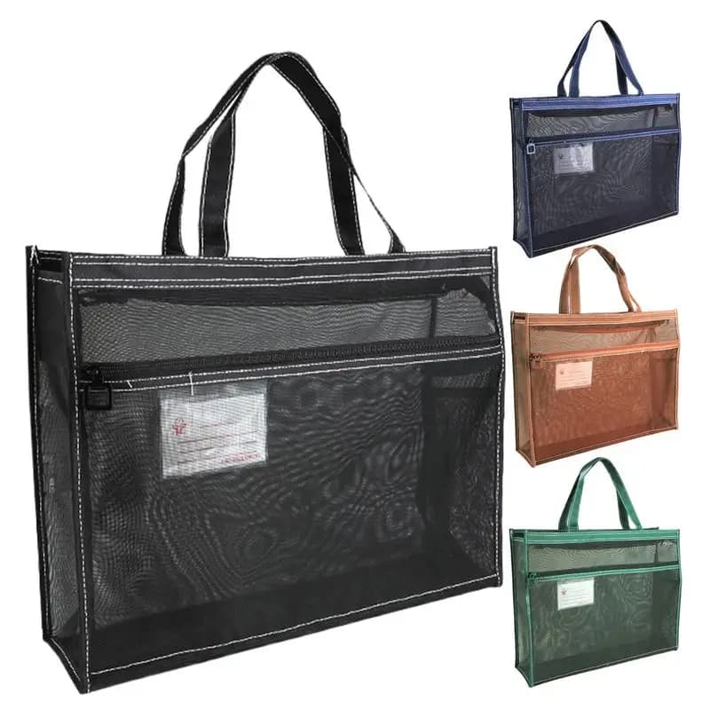 A3 Large Capacity Mesh Art Bag Large 8k Sketch Drawing Album A4 Test Paper Bag Zip Handbag Shoulder Bag Nylon Mesh School