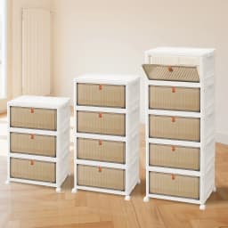 3/4/5 Tier Stackable Plastic Storage Boxes with Lid and Wheels, Sturdy PP Material, 39x28x59/78.5/98cm, Easy to Assemble