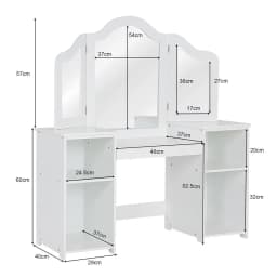 GOFLAME 2 In 1 Kids Vanity Table Children Dressing Table Set w/ Mirror & Storage Shelves