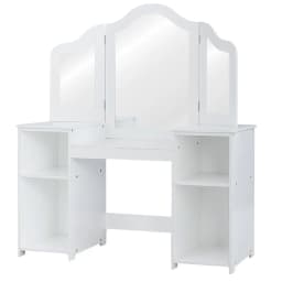 GOFLAME 2 In 1 Kids Vanity Table Children Dressing Table Set w/ Mirror & Storage Shelves