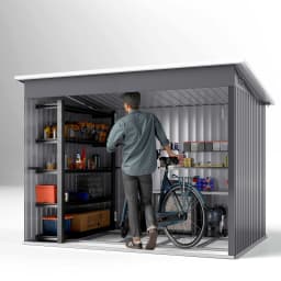 8.5 X 6ft Galvanized Steel Garden Shed Metal Shed with Foundation Kit, Grey