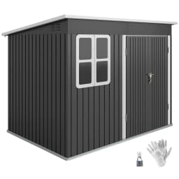 8.5 X 6ft Galvanized Steel Garden Shed Metal Shed with Foundation Kit, Grey