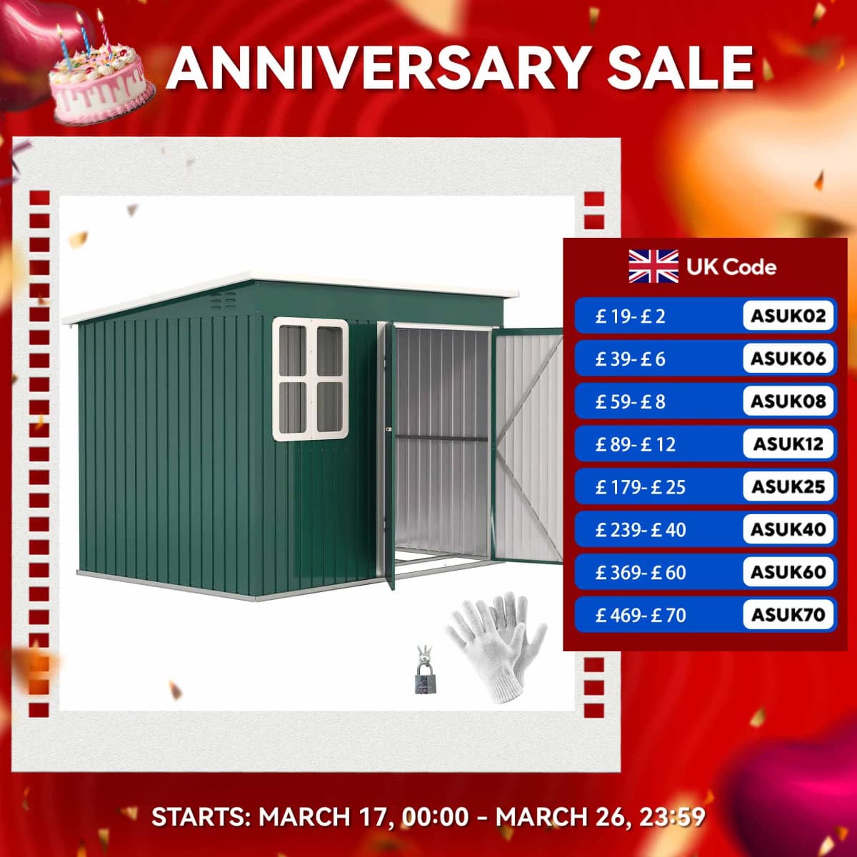 8.5 X 6ft Galvanized Steel Garden Shed Metal Shed with Foundation Kit, Grey