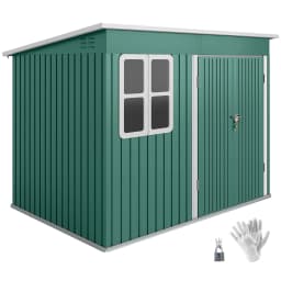 8.5 X 6ft Galvanized Steel Garden Shed Metal Shed with Foundation Kit, Grey