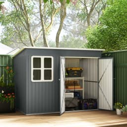 8.5 X 6ft Galvanized Steel Garden Shed Metal Shed with Foundation Kit, Grey