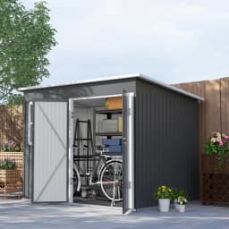 8.5 X 6ft Galvanized Steel Garden Shed Metal Shed with Foundation Kit, Grey