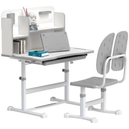 AIYAPLAY Height Adjustable Children School Study Desk with Tiltable Desktop Drawer, Pen Slot, Reading Rack for Ages 3-13 Years
