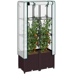 Plastic Raised Garden Planter with Trellis, Drainage Holes, 80 X 40 X 140 cm