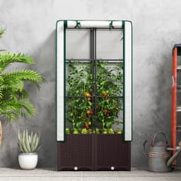 Plastic Raised Garden Planter with Trellis, Drainage Holes, 80 X 40 X 140 cm