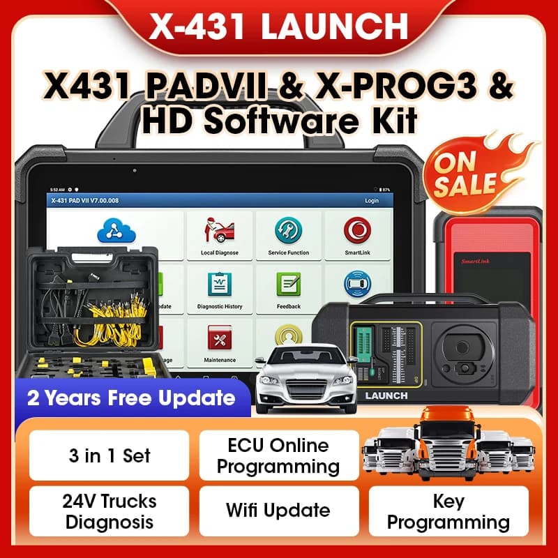 LAUNCH X431 PADVII X-PROG3 Trucks Kit Most Complete Set Professional Car Diagnostic Tool Automotive Key Programming Scanner