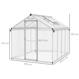 Aluminum Greenhouse W/ Door Window Galvanized Base Pc Panels Grow House Shed