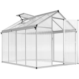 Aluminum Greenhouse W/ Door Window Galvanized Base Pc Panels Grow House Shed