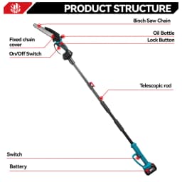 ONEVAN Brushless Electric Telescoping Pole Saw 2IN1 High Branch Chainsaw Garden Woodworking Pruner For Makita 18V Battery Pin