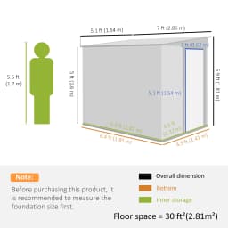 7 X 5ft Lean to Metal Garden Shed with Foundation Sliding Doors 2 Vents Green