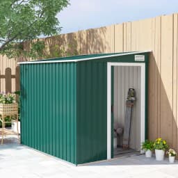 7 X 5ft Lean to Metal Garden Shed with Foundation Sliding Doors 2 Vents Green