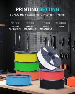SUNLU High Speed Matte PETG Filament 1.75mm High Toughness Easy Print Fast 3D Printing Material Durable Smooth Finish 1KG Spool
