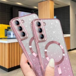 Glitter Bright Cover For Samsung Galaxy S25 S24 S23 S22 S21 S20 Plus FE Note20 Ultra Case Plating Wireless MagSafe Magnetic
