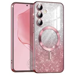 Glitter Bright Cover For Samsung Galaxy S25 S24 S23 S22 S21 S20 Plus FE Note20 Ultra Case Plating Wireless MagSafe Magnetic